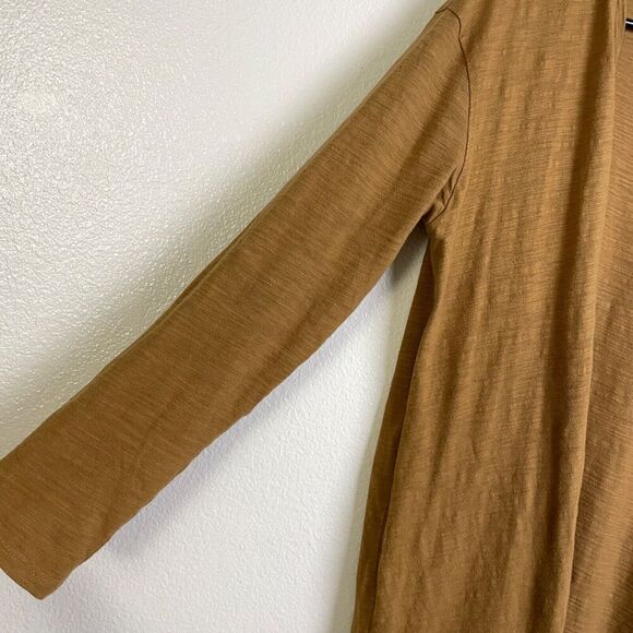 Three Bird Nest Womens Small Cardigan Duster Open Front Yellow Slub Cotton 3BN - Picture 4 of 9